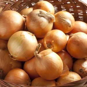 fresh, whole, yellow onions